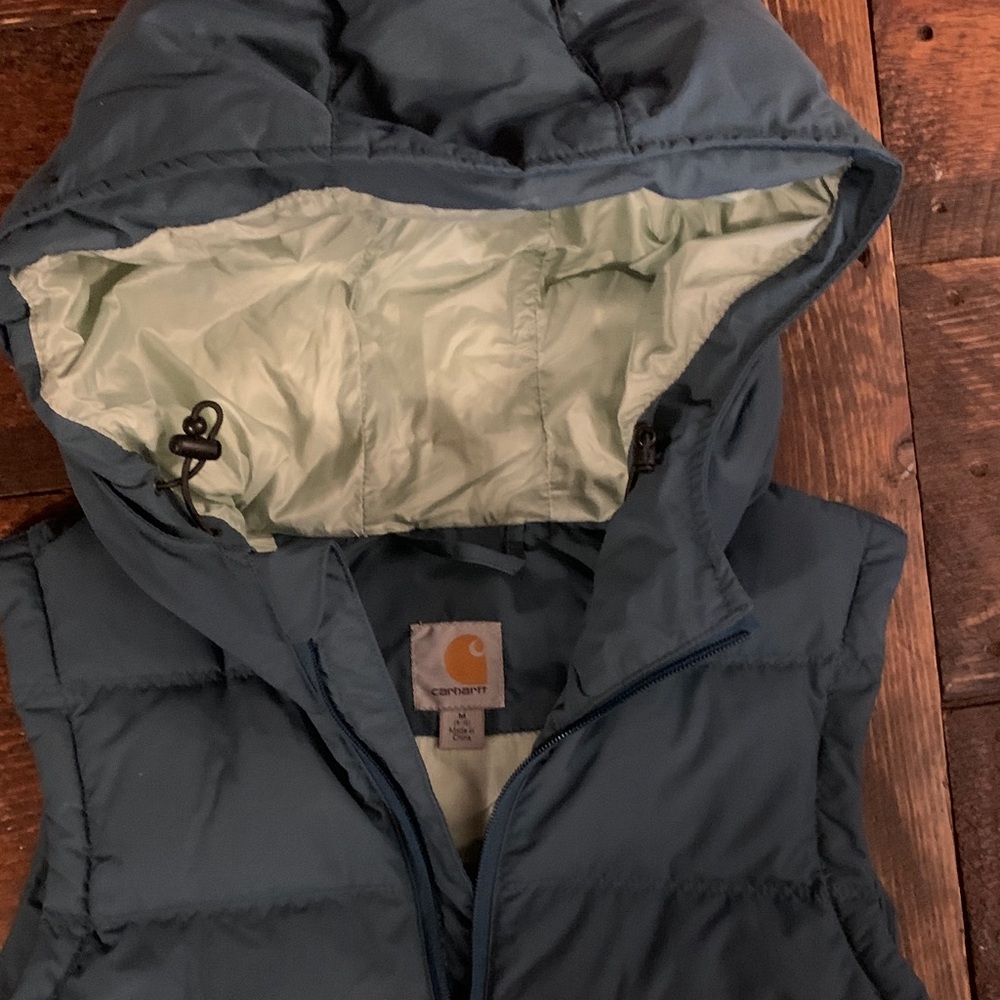 Carhartt Down Filled Teal Hooded Puffer Vest/ Down filled